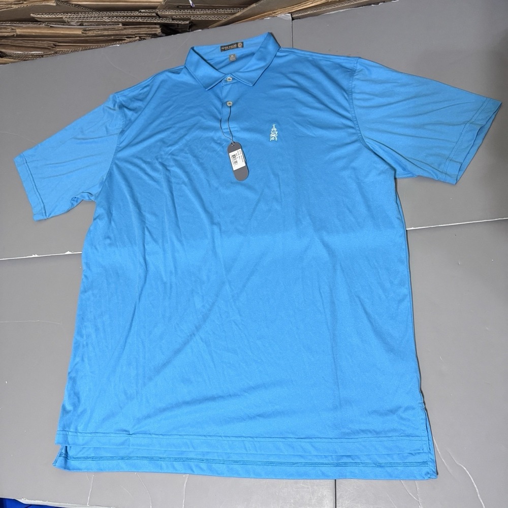 Peter Millar Featherweight Polo Shirt XL Summer Comfort Golf Tower Harbor ? Blue